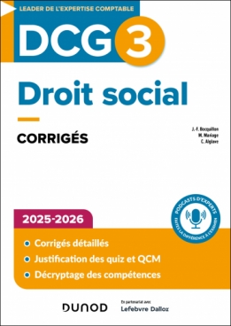 DCG 3 - Droit social - corrigés 2025-2026